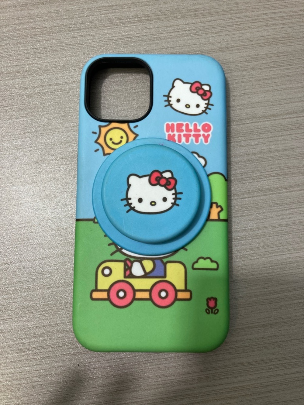 Hello Kitty Blue and Green Phone Case with Pop Socket